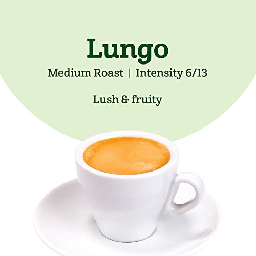 Amazon Fresh Lungo Medium Roast Aluminum Capsules, Compatible with Nespresso Original Brewers, Intensity 6/13, 50 Count (5 Packs of 10)