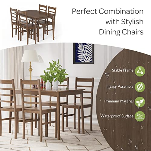 Giantex 5 Pieces Dining Table Set, Wooden Kitchen Table Set for 4, Farmhouse Table with 4 Chairs, Sturdy Construction & Easy Assembly, Modern Table and Chairs Set for Dining Room, Living Room, Kitchen