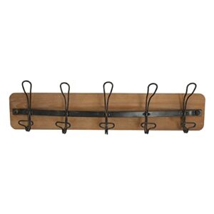 the urban port 26-inch rustic wood indoor outdoor 5 wall hooks, brown