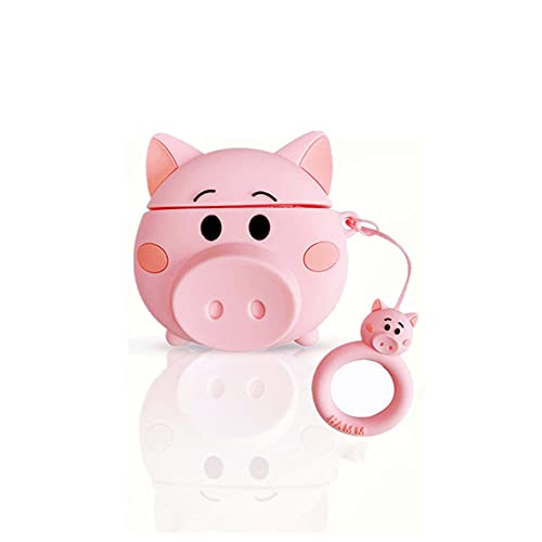 Huayou Cute Case Cover for 2021 Apple Airpods 3rd Generation with Keychain,Cool 3D Cartoon Fun Motorcycle Designed Shockproof Protective Soft Silicone Case for Women Men Girls Boys (Pink Pig)