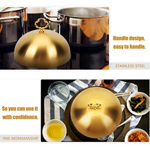 Stainless Steel Food Dome Cover Cheese Melting Dome Steak Dome Cover Cake Butter Dessert Cover Basting Steaming Cover Serving Plate Dish Dome Food Screen for Burgers Sandwiches, 6.29"x7.9"x7.9"