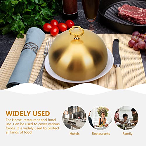 Stainless Steel Food Dome Cover Cheese Melting Dome Steak Dome Cover Cake Butter Dessert Cover Basting Steaming Cover Serving Plate Dish Dome Food Screen for Burgers Sandwiches, 6.29"x7.9"x7.9"