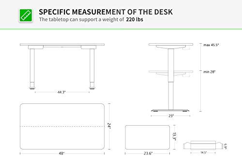 BANTI Dual Motor Adjustable Height Standing Desk, Electric Sit Stand Desk with Screen Panel, 48 x 24 Inches Stand up Desk, Home Office Desk with Rubberwood Top and Black Frame B-SDE-SP48BO-D