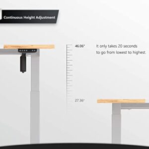 BANTI Height Adjustable Electric Standing Desk, 55 x 24 Inches Stand Up Desk with Pencil Holder, Sit Stand Desk with Light Rustic and White Top and White Frame, (B-SDE-55LW-S)