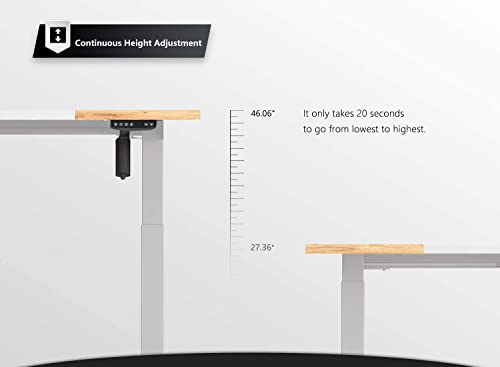 BANTI Height Adjustable Electric Standing Desk, 55 x 24 Inches Stand Up Desk with Pencil Holder, Sit Stand Desk with Light Rustic and White Top and White Frame, (B-SDE-55LW-S)