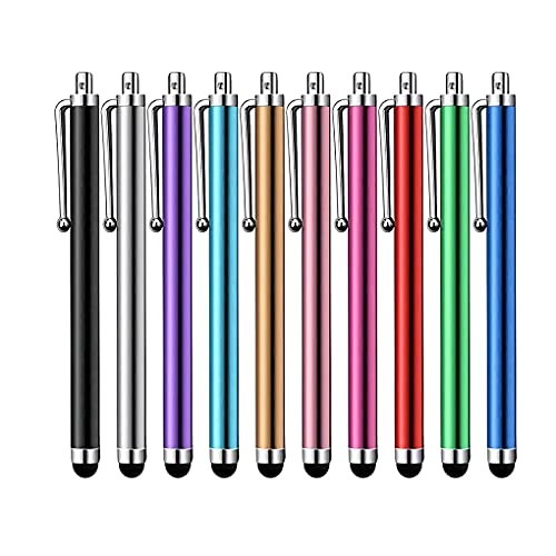 10 Pcs Stylus Pens for Touch Screens, Universal Capacitive Stylus Touch Screen Pens Compatible with iPad iPhone Samsung Kindle Tough Tablet Laptop and Other Smart Devices (10 Colors)