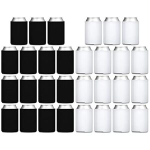 tahoebay blank can cooler sleeves (30-pack) black and white plain soft insulated blanks for soda, beer, water bottles, htv vinyl projects, wedding favors and gifts