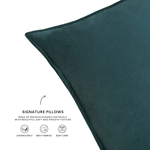 MONDAY MOOSE Decorative Throw Pillow Covers Cushion Cases, Set of 4 Soft Stonewashed Velvet Modern Designs, Mix and Match for Home Decor, Pillow Inserts Not Included (18x18 inch, Green/Orange)