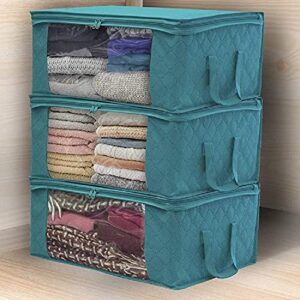 narfire 3pcs large storage boxthick oxford large capacity storage box organizer with window reinforced handle for clothes blanket comforter closet