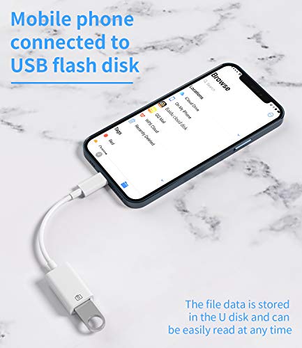 Lightning Male to USB Female Adapter OTG Data Sync Cable Compatible with Iphone13 11 12pro Max Mini XR X XS 8 7 SE Plus for Apple Ipad Air,Camera,3.0 Mouse,Keyboard,Hub,Midi Port Adaptador Connector