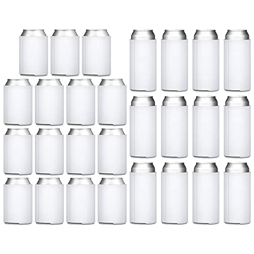 TahoeBay Blank Can Cooler Sleeves (15-Pack) Standard Size and (12-Pack) Slim Size (White)