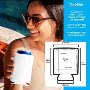TahoeBay Blank Can Cooler Sleeves (15-Pack) Standard Size and (12-Pack) Slim Size (White)
