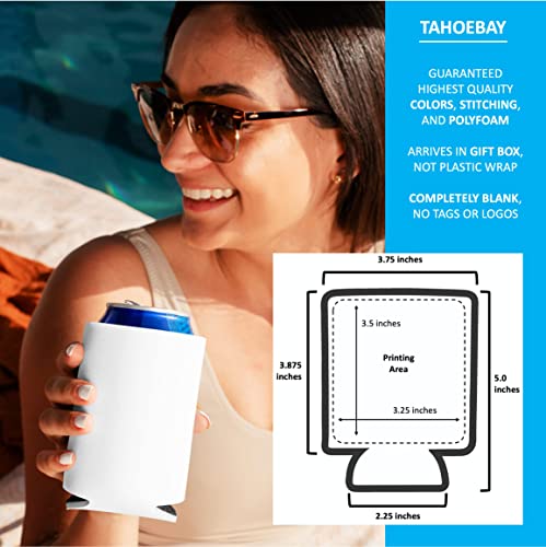 TahoeBay Blank Can Cooler Sleeves (15-Pack) Standard Size and (12-Pack) Slim Size (White)