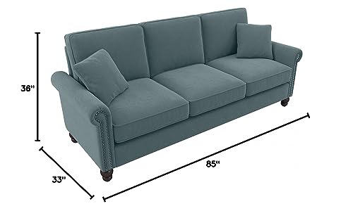 Bush Furniture Coventry Sofa, 85W, Turkish Blue Herringbone