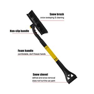 nyatek Extendable Ice Scraper Snow Brush for Car Windshield Detachable with Ergonomic Foam Grip for Car SUV Truck 360 Degree Rotation Car Accessories