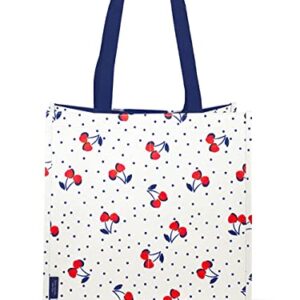 Kate Spade New York Reusable Shopping Bag, Grocery Tote with Shoulder Straps, Large Collapsible Tote, Vintage Cherry Dot