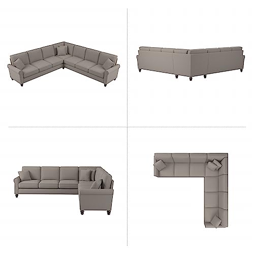Bush Furniture Hudson L Shaped Sectional Couch, 111W, Turkish Blue Herringbone