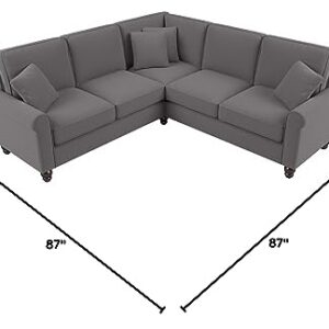 Bush Furniture Hudson L Shaped Sectional Couch, 87W, French Gray Herringbone