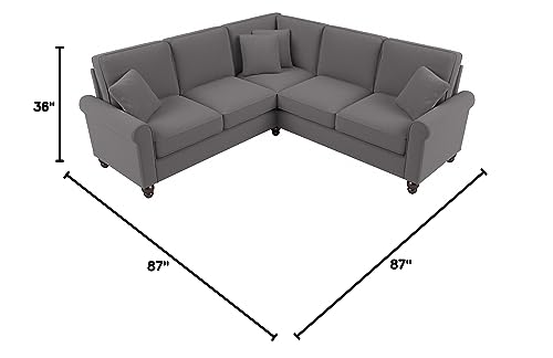 Bush Furniture Hudson L Shaped Sectional Couch, 87W, French Gray Herringbone