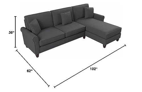 Bush Furniture Hudson 102-inch Stain-Resistant Contemporary Couch, Long Lasting Comfort, Easy to Assemble Pet-Friendly Living Room Sofa to Lounge, 102W, Charcoal Gray Herringbone