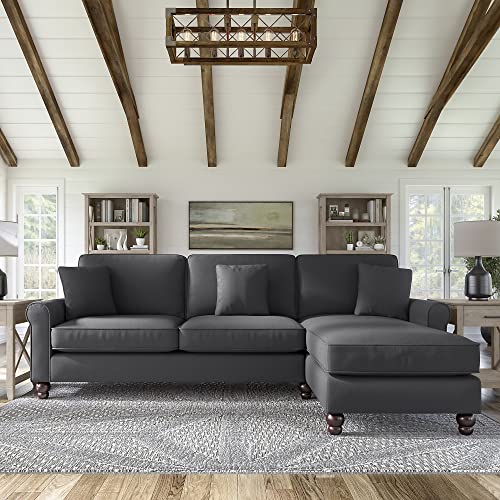 Bush Furniture Hudson 102-inch Stain-Resistant Contemporary Couch, Long Lasting Comfort, Easy to Assemble Pet-Friendly Living Room Sofa to Lounge, 102W, Charcoal Gray Herringbone