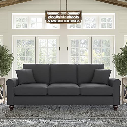 Bush Furniture Hudson Sofa, 85W, Charcoal Gray Herringbone