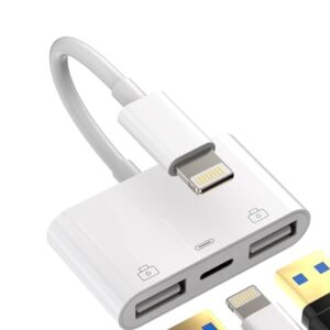 USB A Adapter for iPhone Lightning to OTG Connector Cable 13 12 11 Mini Pro Max X Xs Ipad Male Converter Apple Splitter Doul and Charger Charging Female Port Camera Keyboard Mouse Adaptador Hub 3.0