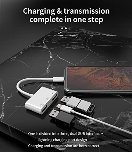 USB A Adapter for iPhone Lightning to OTG Connector Cable 13 12 11 Mini Pro Max X Xs Ipad Male Converter Apple Splitter Doul and Charger Charging Female Port Camera Keyboard Mouse Adaptador Hub 3.0