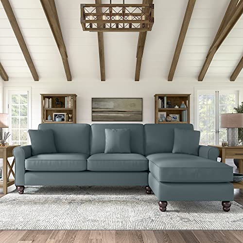 Bush Furniture Hudson 102-inch Stain-Resistant Contemporary Couch, Long Lasting Comfort, Easy to Assemble Pet-Friendly Living Room Sofa to Lounge, 102W, Turkish Blue Herringbone