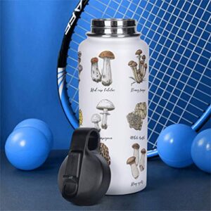 Greenieey Mushroom Insulated Water Bottle with Straw for Sports＆Travel,Stainless Steel Thermos Flask Gift for Adults＆Kids Mushroom1 1000ml (32oz)