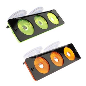 coral frag holder acrylic coral rack with powerful double suction cup and placstic screws suitable for household fish tanks (2pcs 3 plug hole,fluorescent green and orange)