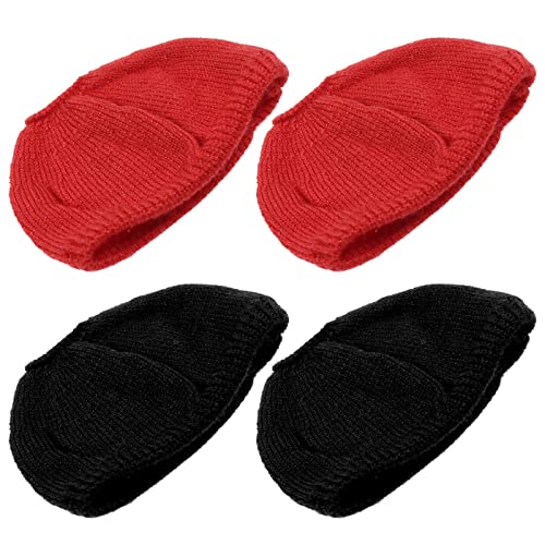 2 Pair Knit Fabric Washable Headphone Covers with Hole Earphone Covers Ear Pads Protector Stretchable Sanitary Earcup 8-11cm Headset Black&Red