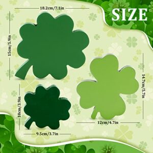 Whaline St. Patrick's Day Wooden Sign 3 Sizes Green Clover Table Centerpiece Freestanding Shamrock Wood Tiered Tray Tabletop Decoration for Irish Holiday Home Party Fireplace Farmhouse Office