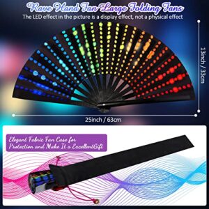 4 Pieces Rave Hand Fan Large Folding Fans Craft Hand Fans for Women Holographic Rainbow Hand Fan Performance Hand Fan with Bamboo Ribs Nylon Cloth Folding Dance Fan with Chinese Style Fan Bags Present