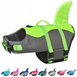 dogcheer dog life jacket shark, adjustable dog swim life vest for swimming boating with superior buoyancy and rescue handle, ripstop pet flotation vest for puppy small medium large dogs