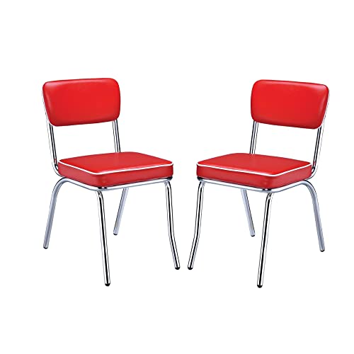 simple relax Set of 2 Side Chairs with Cushion, Red