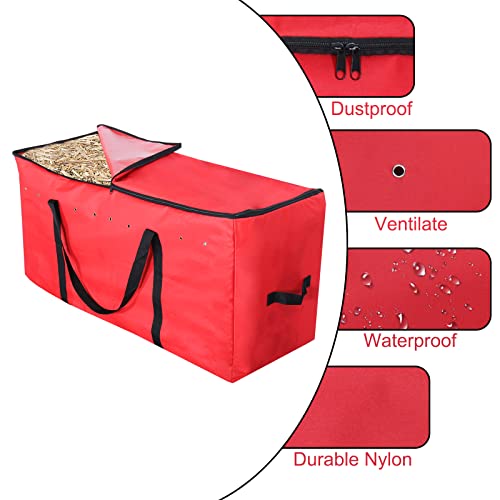 PetierWeit Hay Bale Bag 43”x22”x18” XLarege Hay Bags for Horses Heavy Duty Nylon Tote Hay Bale Storage Bag, Maintain Freshness of The Hay for Horse Cattle Goats Sheep(Red)