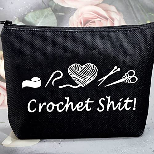 G2TUP Yarn Storage Bag Knitting Zipper Pouch for Crochet Beginners Knitting Lovers Crochet Sht (Knitting Black Zipper Pouch)