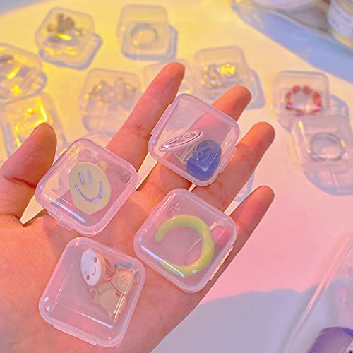 Cenbee 48 Pcs Clear Small Plastic Storage Containers Anti Oxidation Transparent Jewelry Holder for Item Craft, Beads, Pills, Ear Studs, Necklaces,Rings, Case (1.37 x 1.37 0.7 Inches)