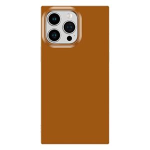 cocomii square case compatible with iphone 12 pro max - slim, glossy, solid color, timeless neutrals, easy to hold, anti-scratch, shockproof (caramel)
