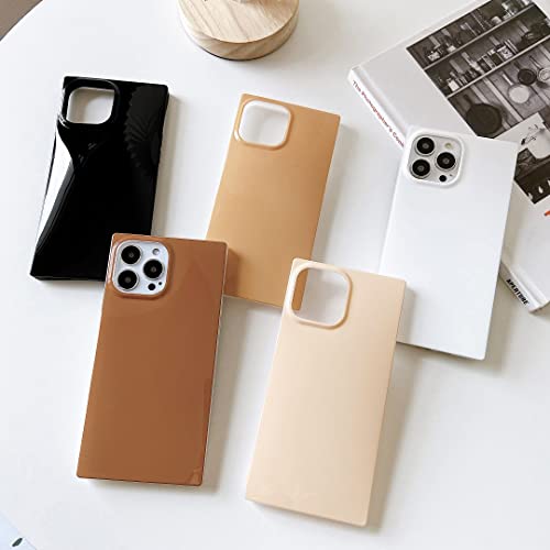 COCOMII Square Case Compatible with iPhone 12 Pro Max - Slim, Glossy, Solid Color, Timeless Neutrals, Easy to Hold, Anti-Scratch, Shockproof (Caramel)