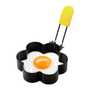 sihuuu egg ring stainless steel moldel with anti-scalding handle - frying shaping cooker eggs ring for camping breakfast sandwich burger（flower ）