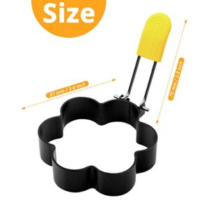 Sihuuu Egg Ring Stainless Steel Moldel with Anti-scalding Handle - Frying Shaping Cooker Eggs Ring for Camping Breakfast Sandwich Burger（Flower ）