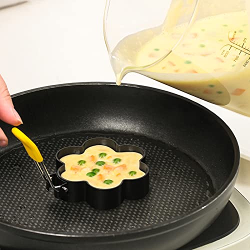 Sihuuu Egg Ring Stainless Steel Moldel with Anti-scalding Handle - Frying Shaping Cooker Eggs Ring for Camping Breakfast Sandwich Burger（Flower ）