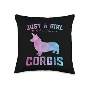 just a girl who loves corgis gifts co. funny lover just a girl who loves corgis throw pillow, 16x16, multicolor