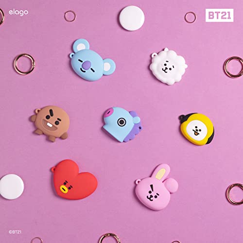 elago BT21 Silicone Case Compatible with AirTag Case, Compatible with Air Tag Keychain - Drop Protection, Track Keys, Backpacks, Purses, Tracking Tag Not Included [TATA] [Official Merchandise]