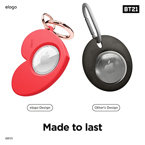 elago BT21 Silicone Case Compatible with AirTag Case, Compatible with Air Tag Keychain - Drop Protection, Track Keys, Backpacks, Purses, Tracking Tag Not Included [TATA] [Official Merchandise]