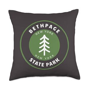 bethpage state park new york souvenirs bethpage state park new york ny forest tree badge vacation throw pillow, 18x18, multicolor