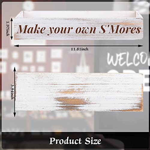 Yookeer S'mores Station Box Farmhouse S'mores Bar Holder Farmhouse Kitchen Smores Box Wood White Rustic Decor Roasting Smores Container Organizer for Camping Outdoor BBQ Housewarming