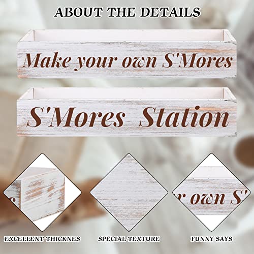 Yookeer S'mores Station Box Farmhouse S'mores Bar Holder Farmhouse Kitchen Smores Box Wood White Rustic Decor Roasting Smores Container Organizer for Camping Outdoor BBQ Housewarming